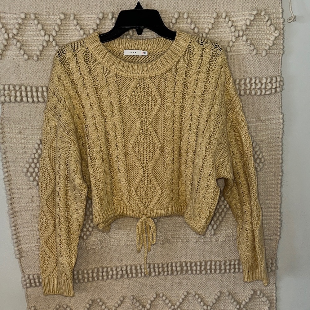 Lush Mustard Cable Knit Sweater